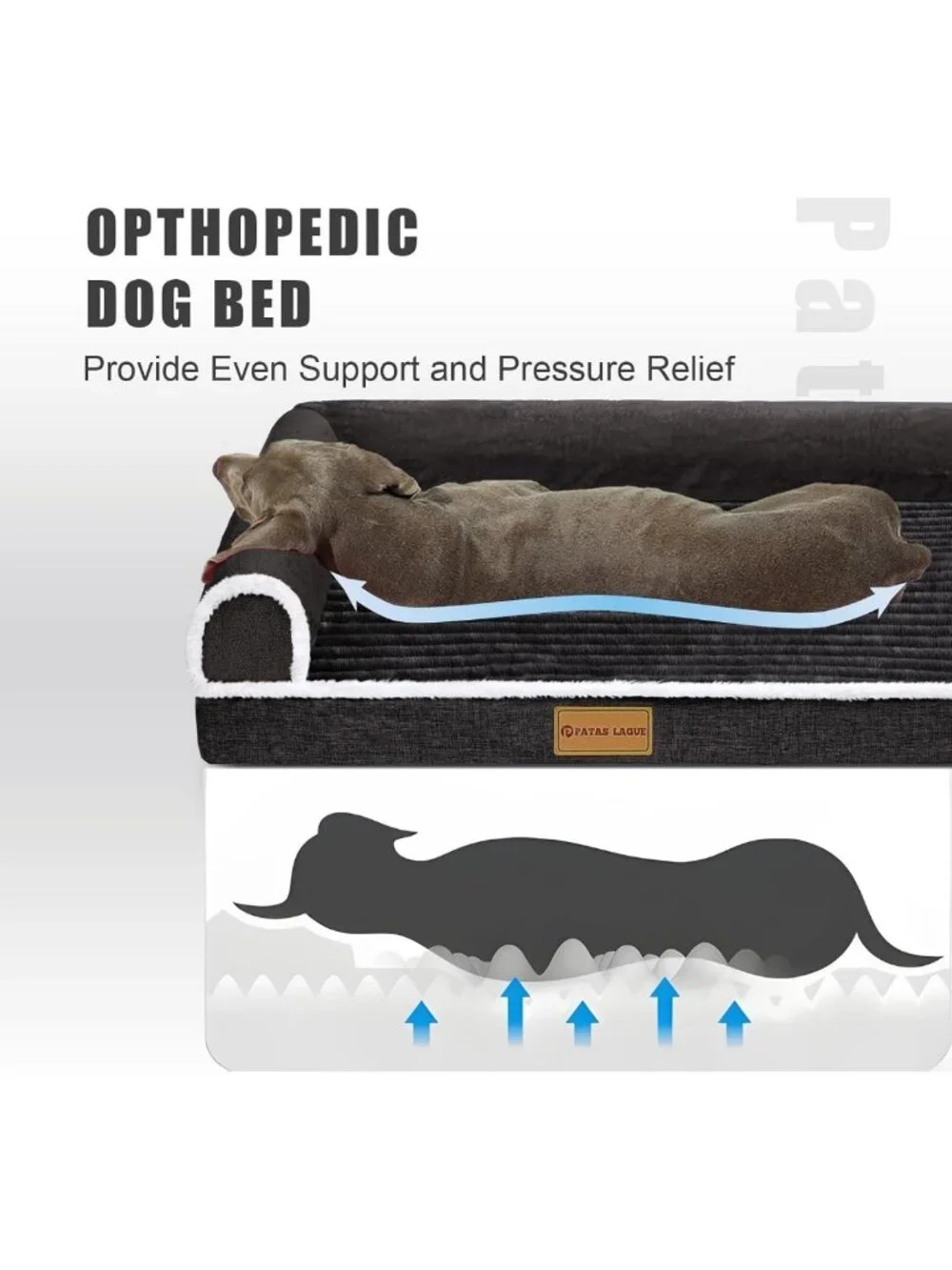Large Orthopedic Dog Bed 36''x24'' Waterproof Bolster Non-Slip Soft Crate Mat